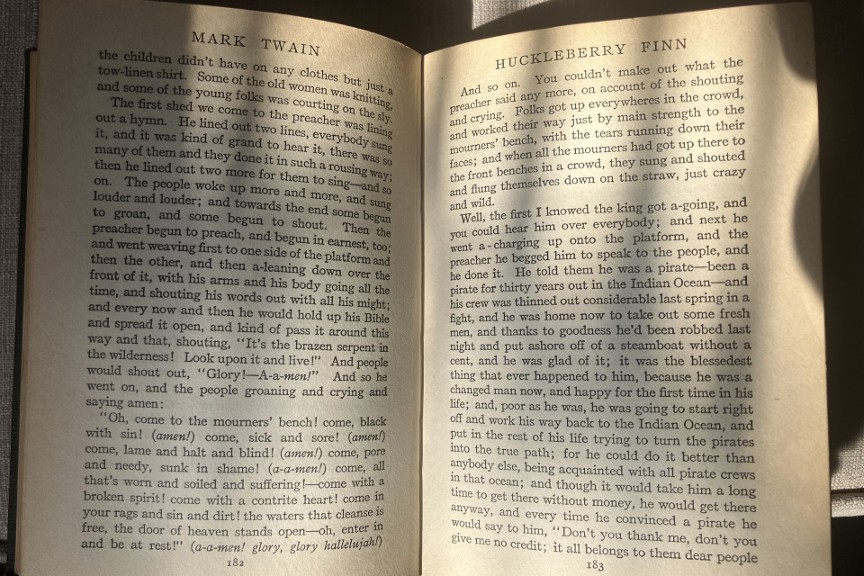 Pages from 'The Adventures of Huckleberry Finn' by Mark Twain